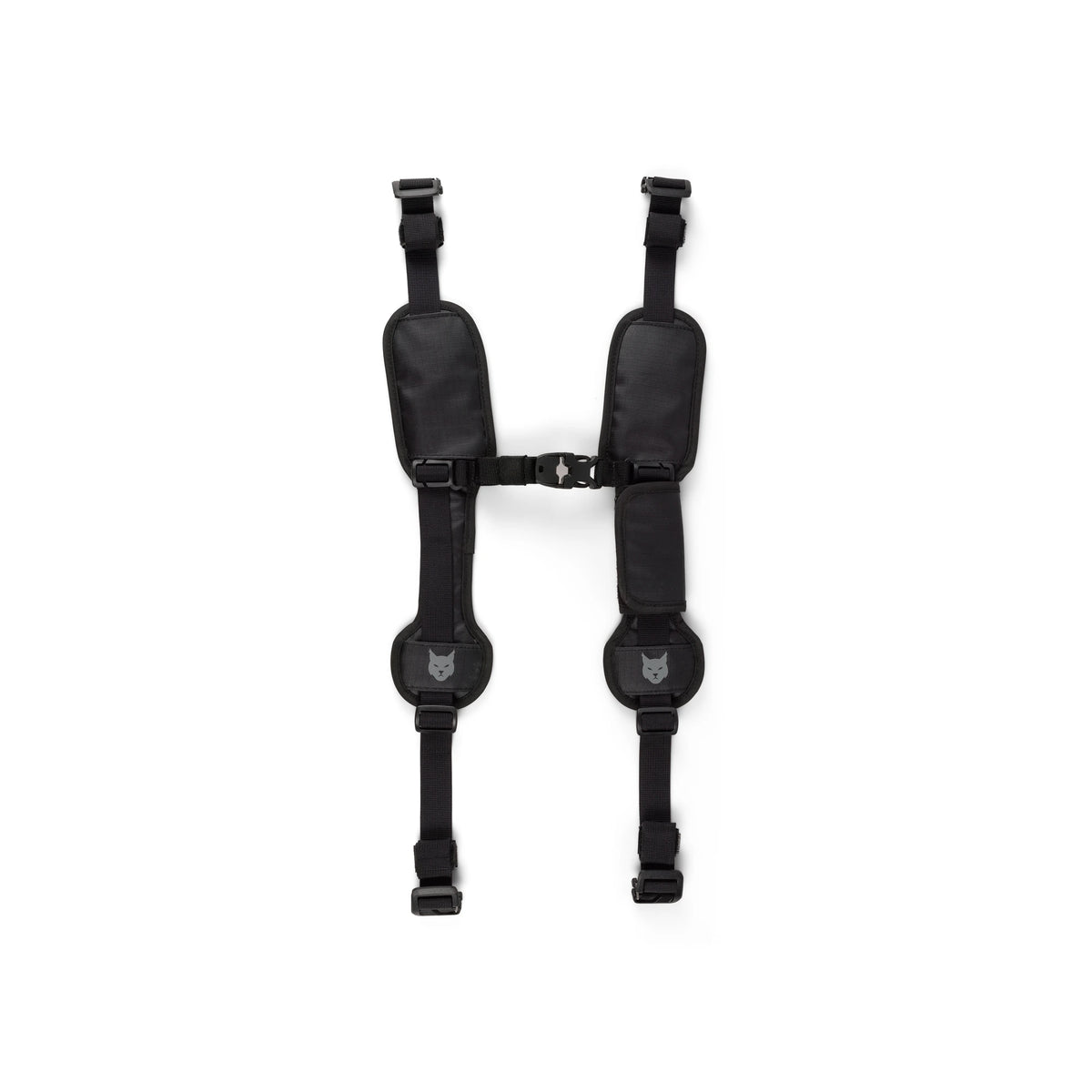 RYZVOX FAR Backpack Straps 40L standing upright, padded shoulder straps joined by the chest strap