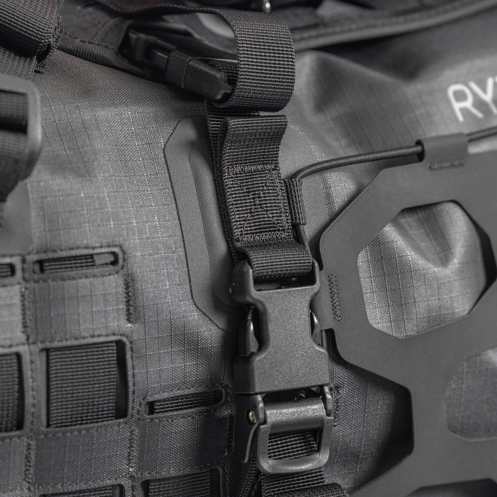 Close up of the laser cut webbing panel on the side of the bag