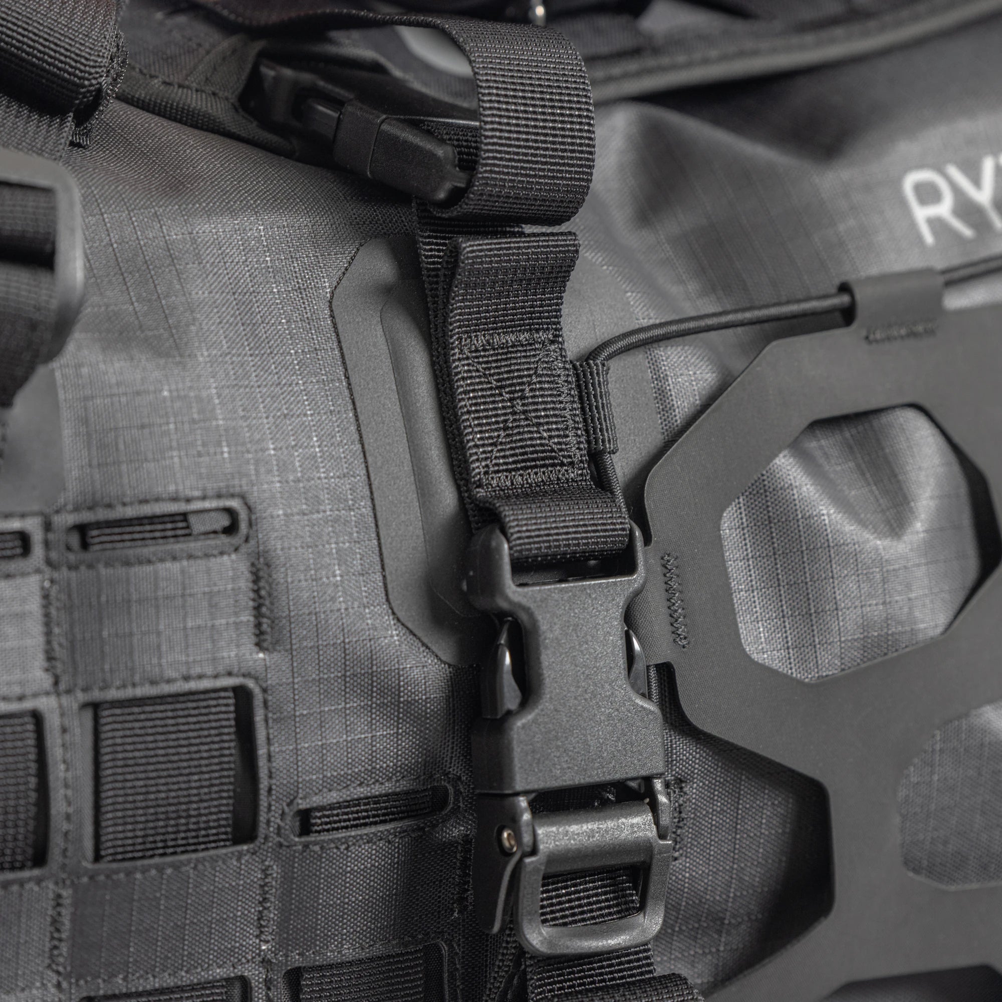 Close up of the laser cut webbing panel on the side of the bag