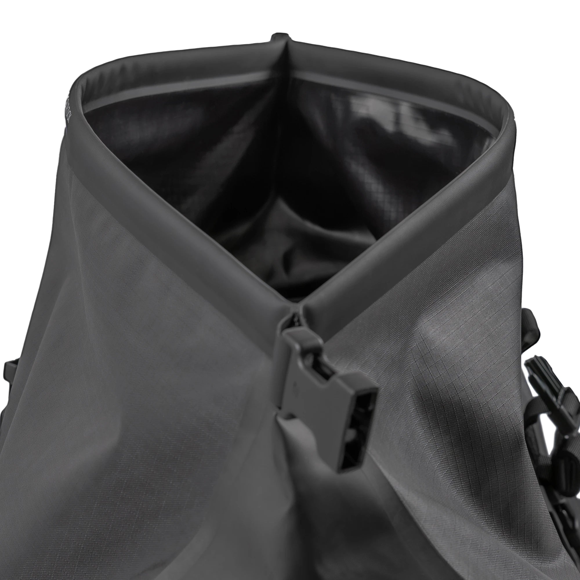 Open roll top showing the interior of the bag