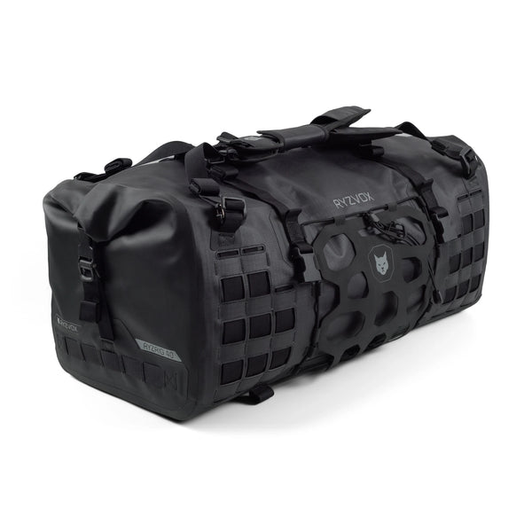 RYZVOX FAR Duffel Bag 40L Travel, front view with the lynx crest on the front panel