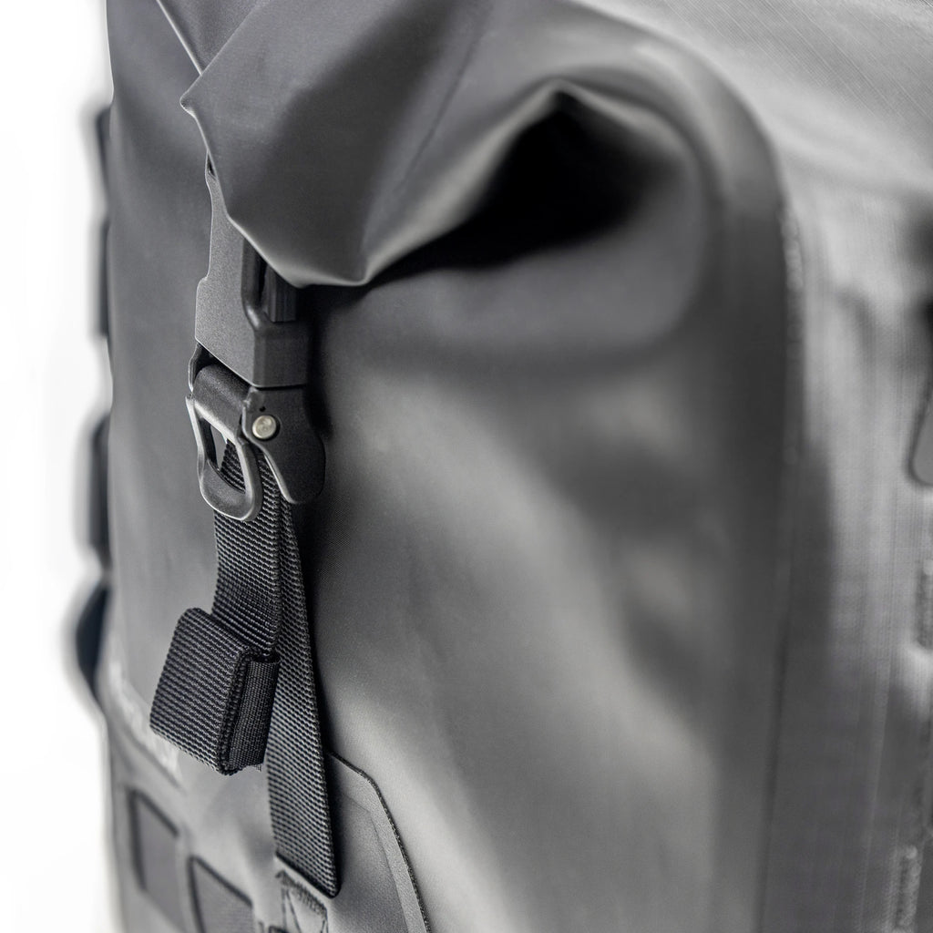 Close up of the roll top closure