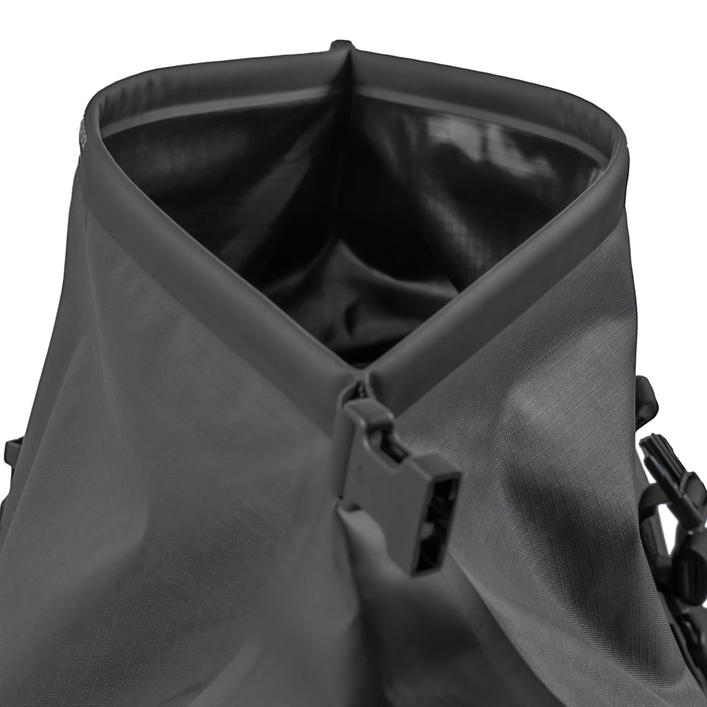 Open roll top showing the interior of the bag