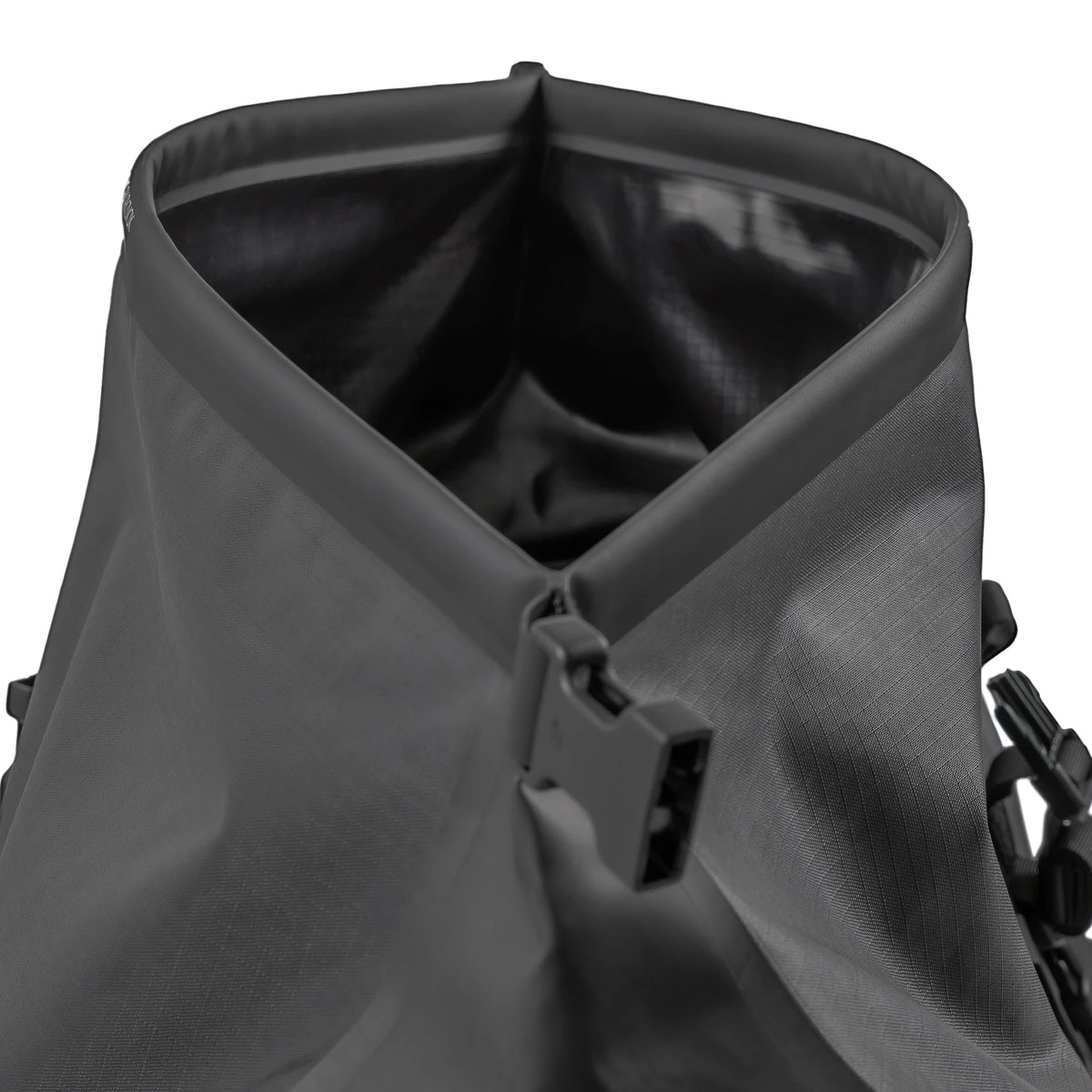 Open roll top showing the interior of the bag