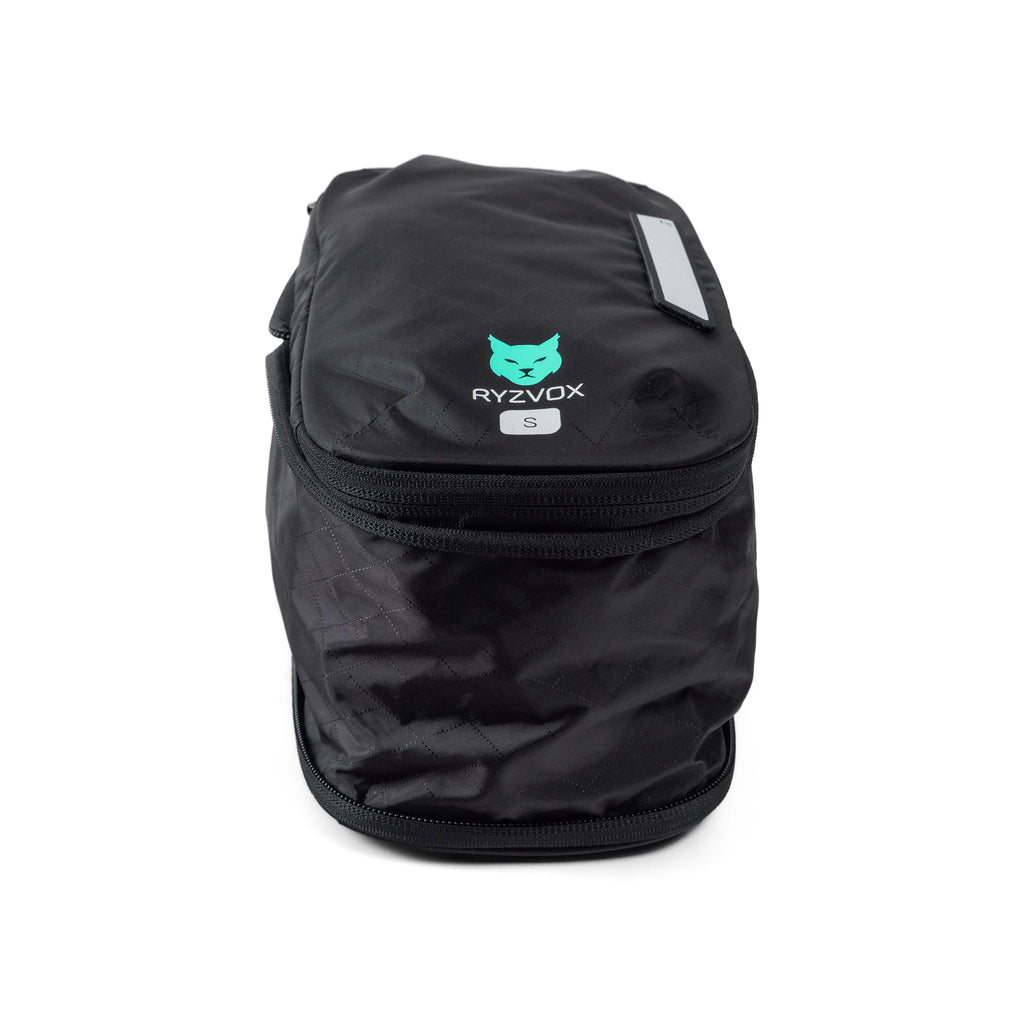 RYZVOX Packing Cube S packed full, with the size label on the front panel