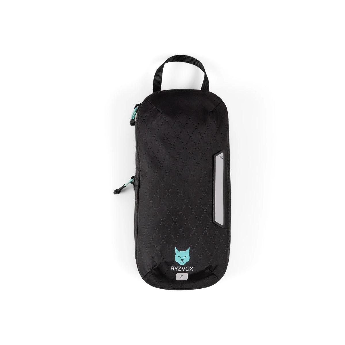 RYZVOX Packing Cube S empty and flat, front panel with the carry loop and label