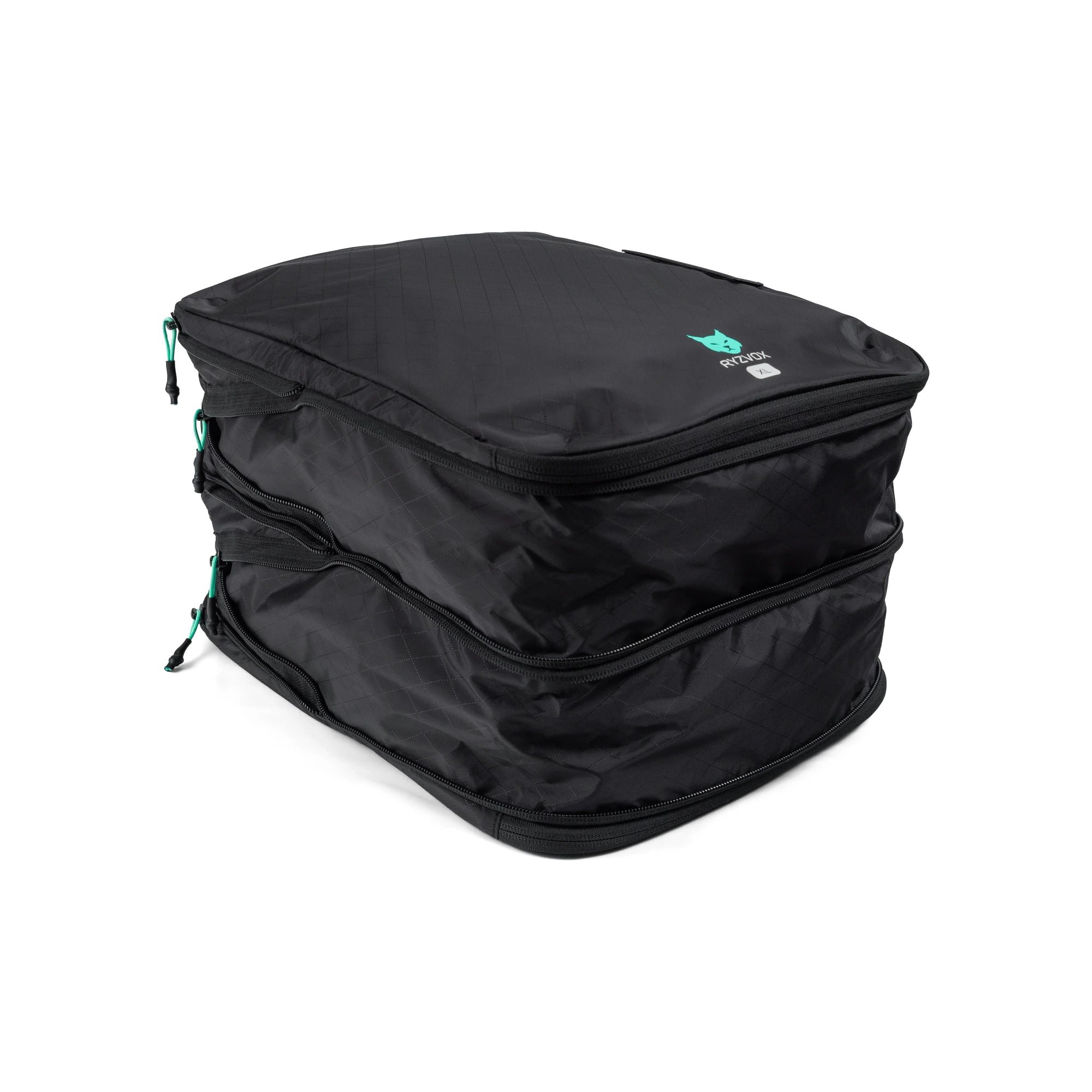 RYZVOX Packing Cube XL packed full, seen from a three quarter angle