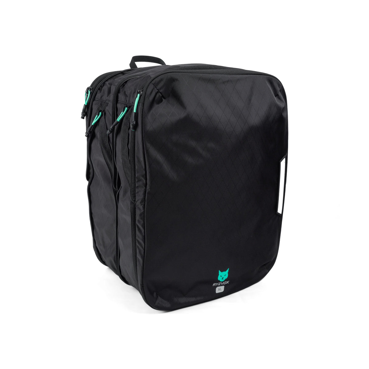 RYZVOX Packing Cube XL packed and standing upright, showing the zip pulls on top