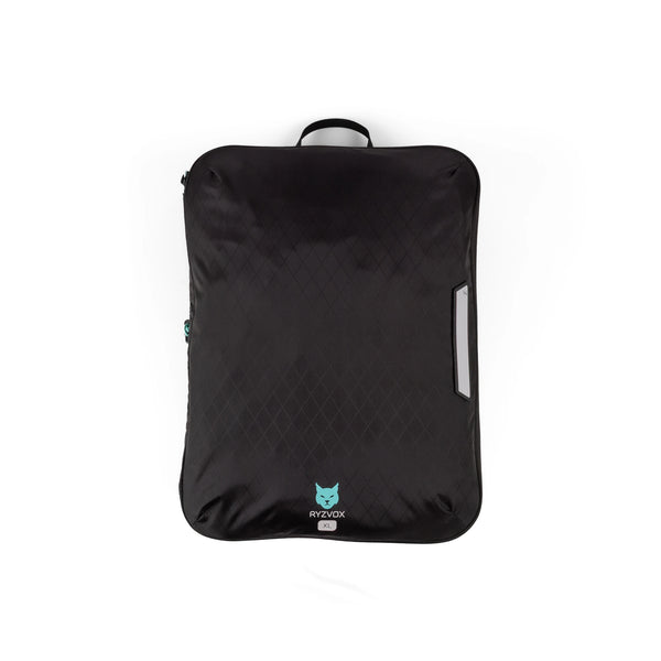 RYZVOX Packing Cube XL empty and flat, front panel with the carry loop and label