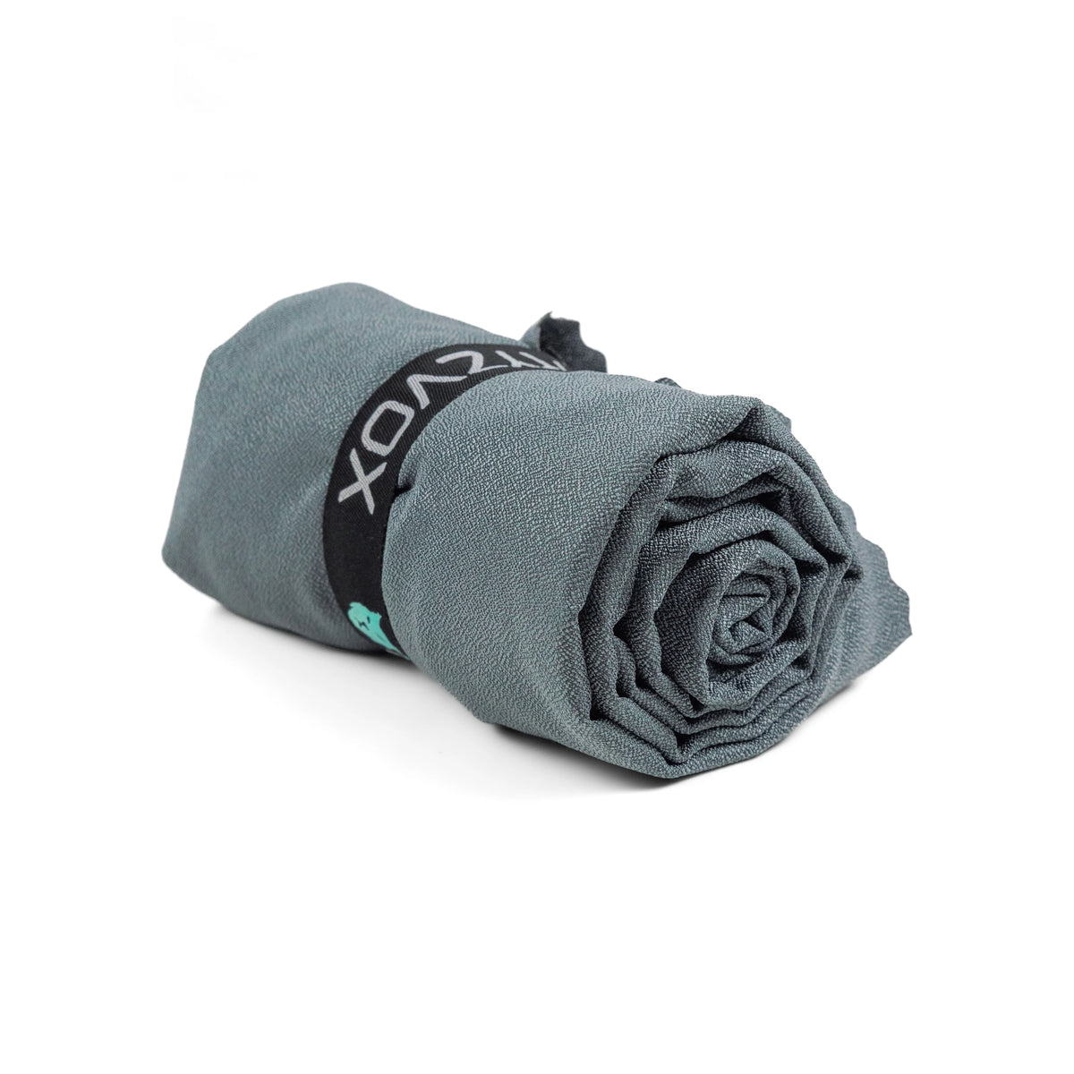 RYZVOX Ultralight Towel L rolled up and held closed by its elastic strap