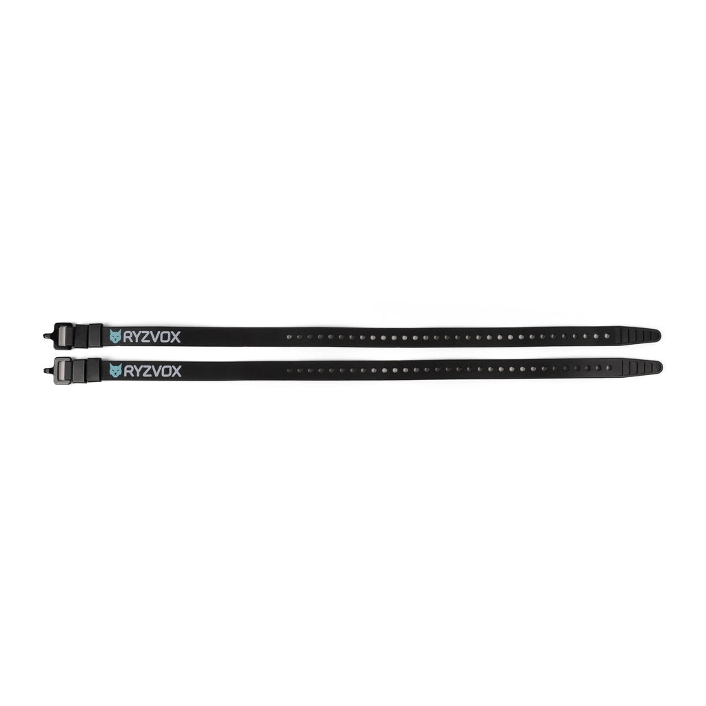 Pair of RYZVOX Utility Straps 61 laid flat, showing the ladder holes and buckle ends